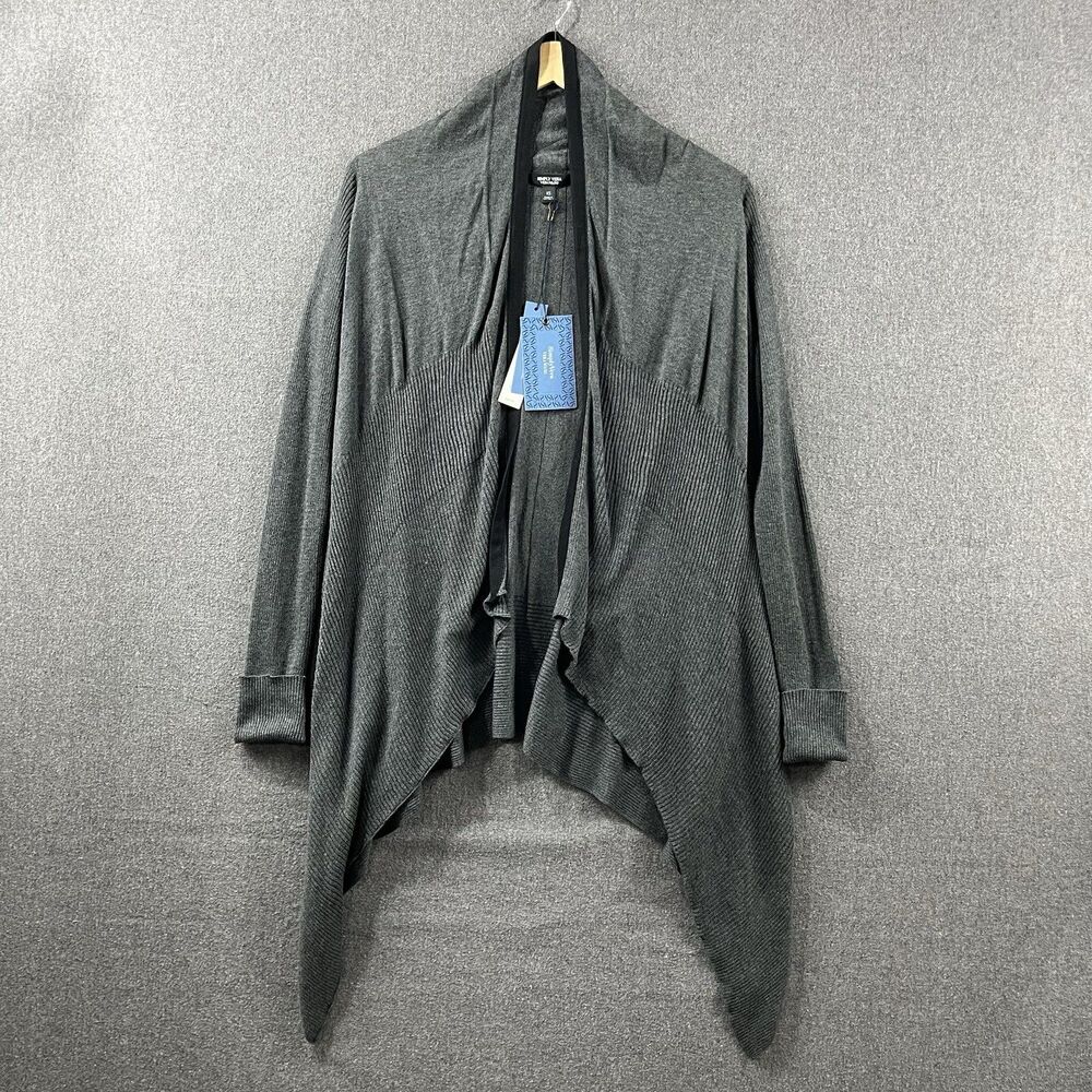 NWT Simply Vera Vera Wang Open Front Drape Cardigan Women’s XS Stretch Gray - Picture 2 of 9